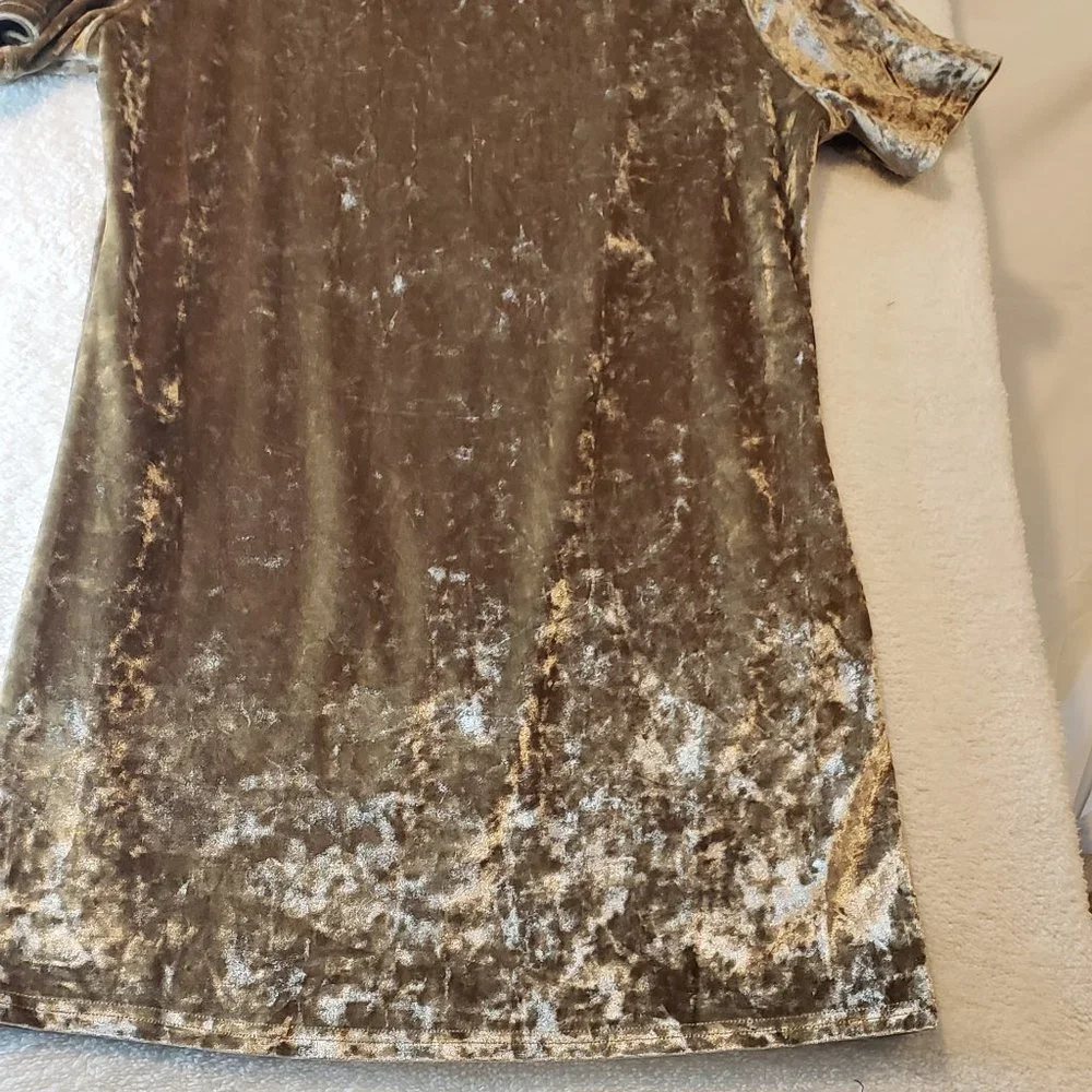 NWT R. Vivimos Crushed Gold Velvet Mini Dress Size L - Picture 4 of 5
